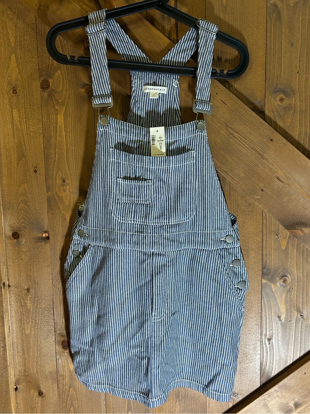 NWT Aeropostale Striped Blue and White Denim Overall Dress